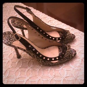 Jimmy Choo Patent Animal Print Slingback Size 38.5